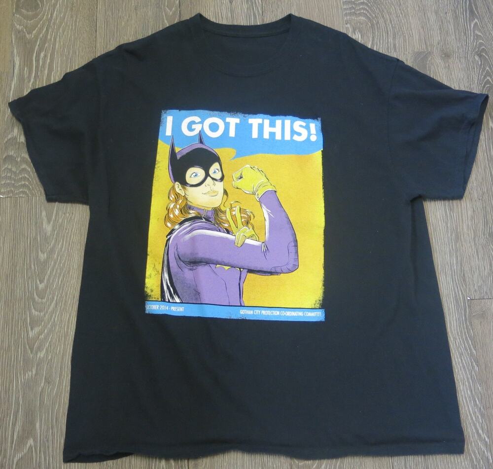 Bat Girl Rosie Riveter T Shirt Size XL* DC Comics Gotham City Black Casual